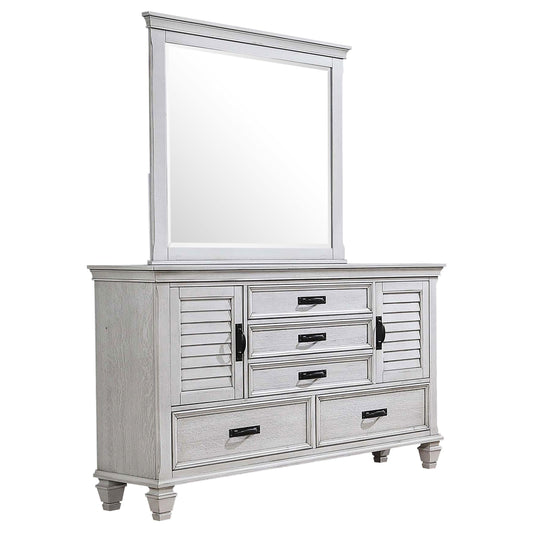 Franco Dresser With Mirror in Distressed White - Coaster Furniture
