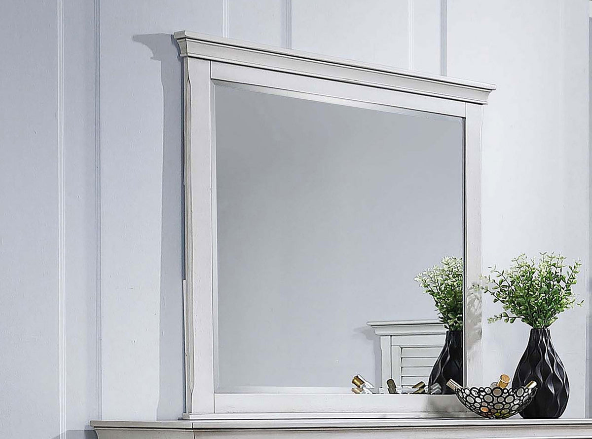 Franco Dresser Mirror in Distressed White - Coaster Furniture