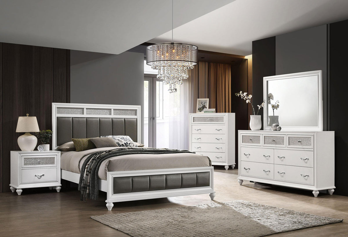 Barzini Eastern King Bed 5-Piece Set in White - Coaster Furniture