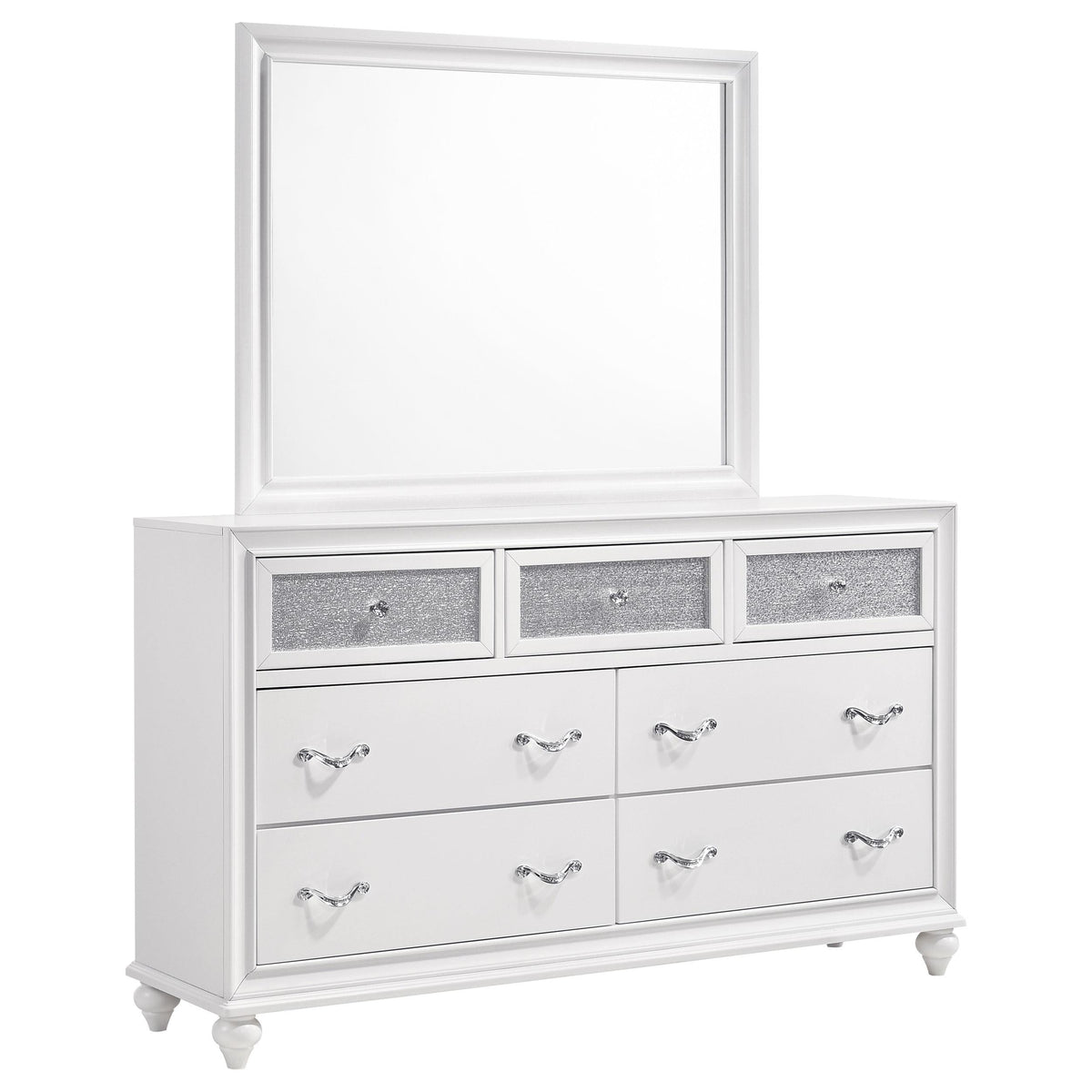 Barzini Dresser With Mirror in White - Coaster Furniture