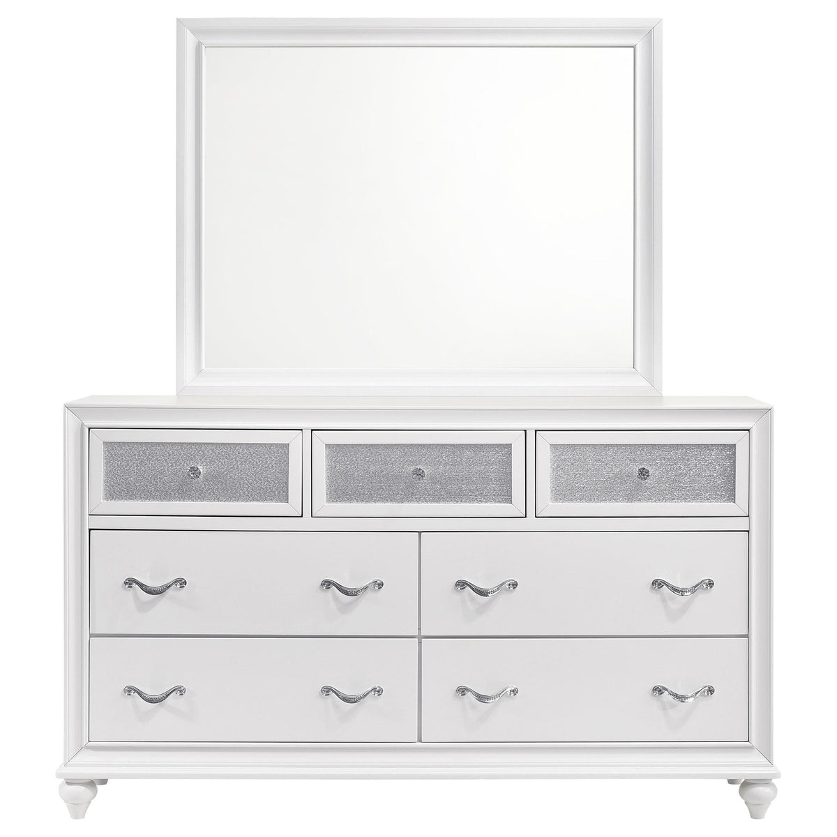 Barzini Dresser With Mirror in White - Coaster Furniture