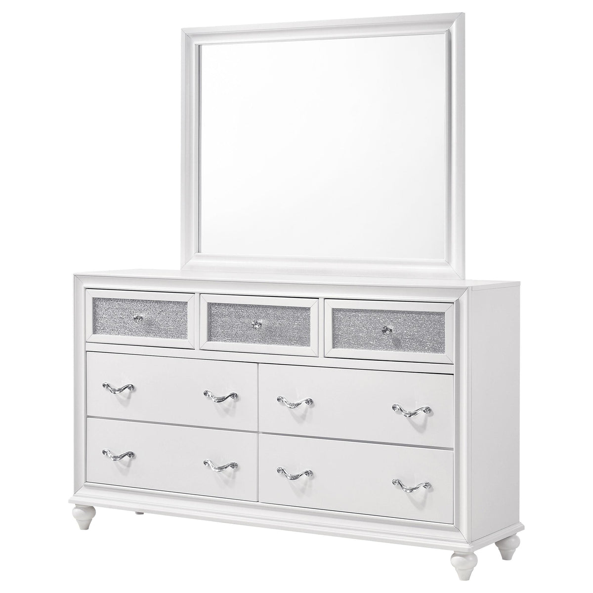 Barzini Dresser With Mirror in White - Coaster Furniture