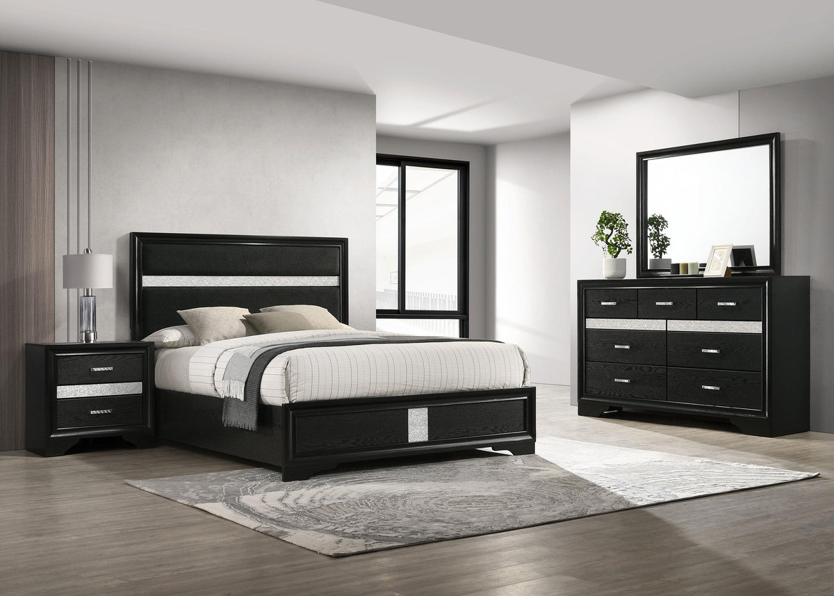 Miranda Eastern King Bed 4-Piece Set in Black - Coaster Furniture