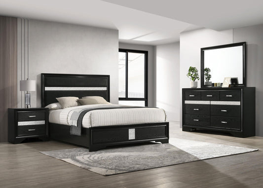 Miranda Eastern King Bed 4-Piece Set in Black - Coaster Furniture
