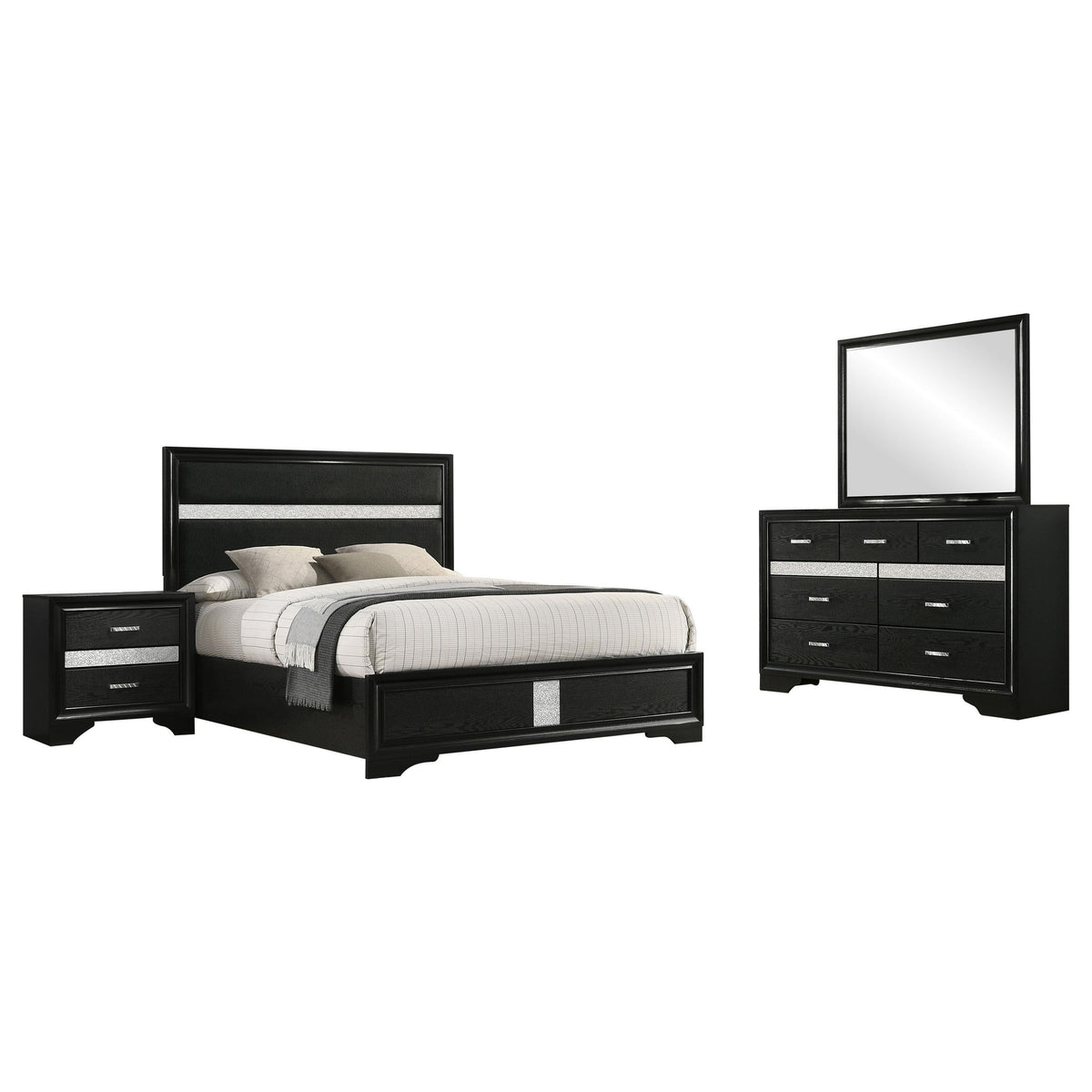 Miranda Eastern King Bed 4-Piece Set in Black - Coaster Furniture