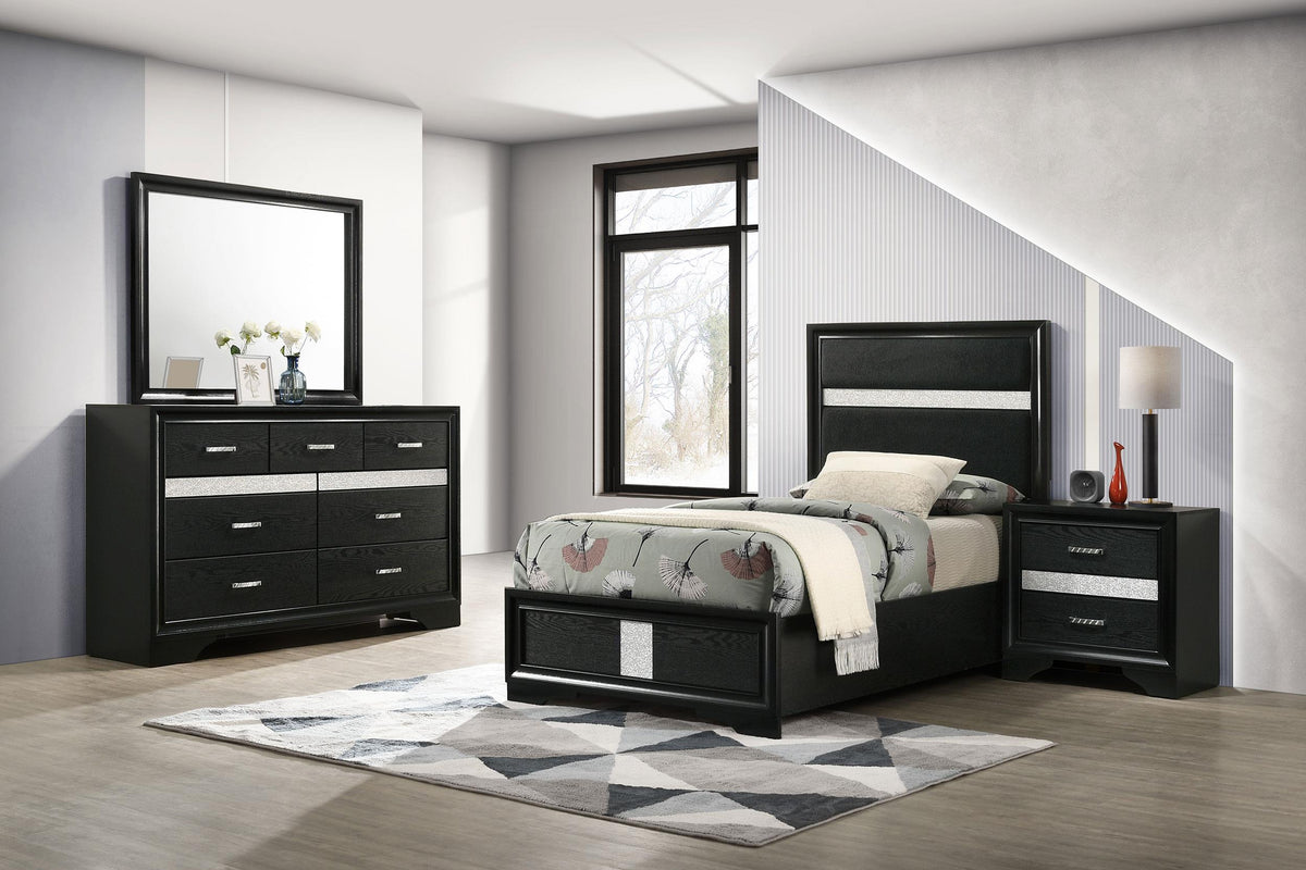 Miranda Twin Bed 4-Piece Set in Black - Coaster Furniture