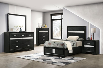 Miranda Twin Bed 5-Piece Set in Black - Coaster Furniture