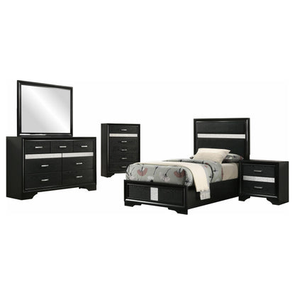 Miranda Twin Bed 5-Piece Set in Black - Coaster Furniture