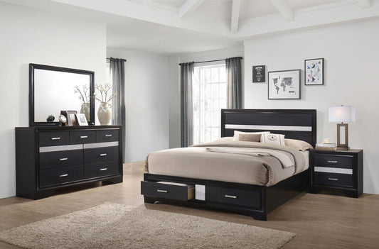 Miranda Eastern King Bed 4-Piece Set in Black - Coaster Furniture