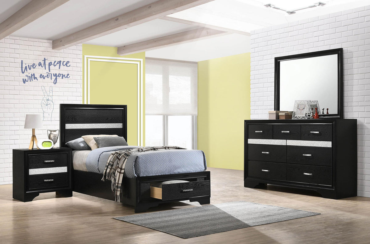 Miranda Twin Bed 4-Piece Set in Black - Coaster Furniture