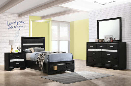 Miranda Twin Bed 4-Piece Set in Black - Coaster Furniture