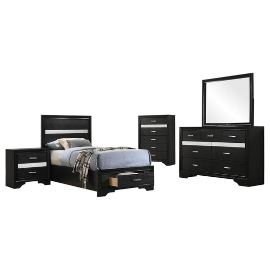 Miranda Twin Bed 5-Piece Set in Black - Coaster Furniture