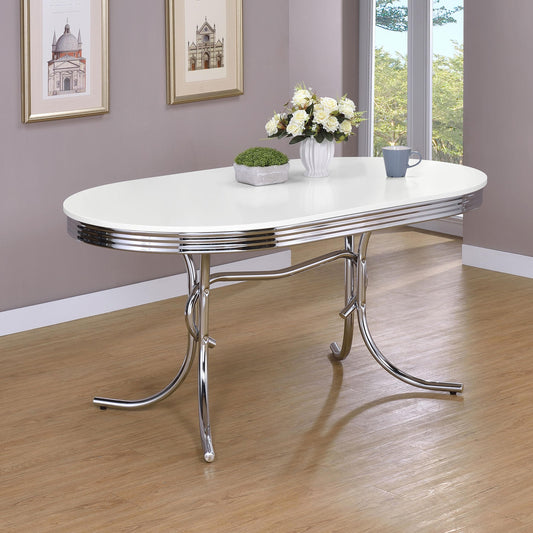 Retro Dining Table in White - Coaster Furniture