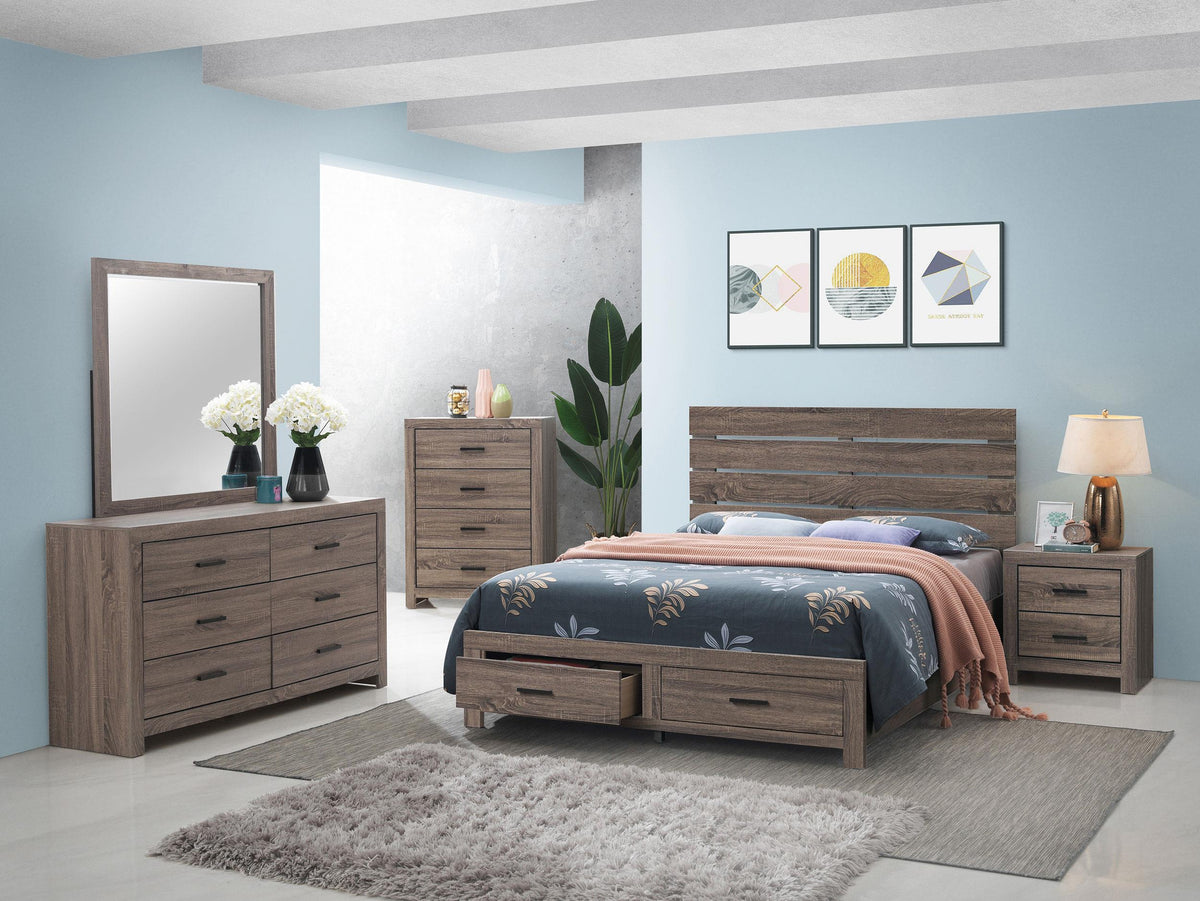 Brantford Eastern King Bed 5-Piece Set in Barrel Oak - Coaster Furniture