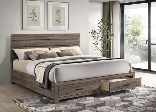 Brantford E King Bed in Barrel Oak - Coaster Furniture