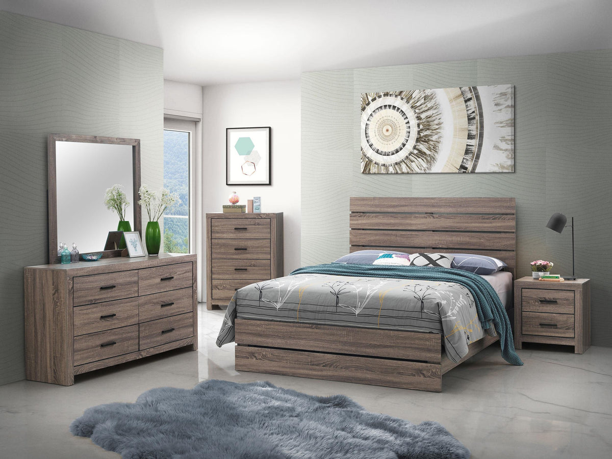 Brantford Eastern King Bed 5-Piece Set in Barrel Oak - Coaster Furniture