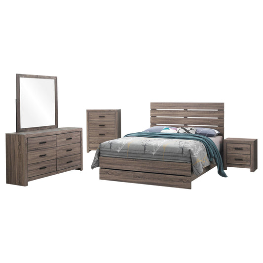 Brantford Eastern King Bed 5-Piece Set in Barrel Oak - Coaster Furniture