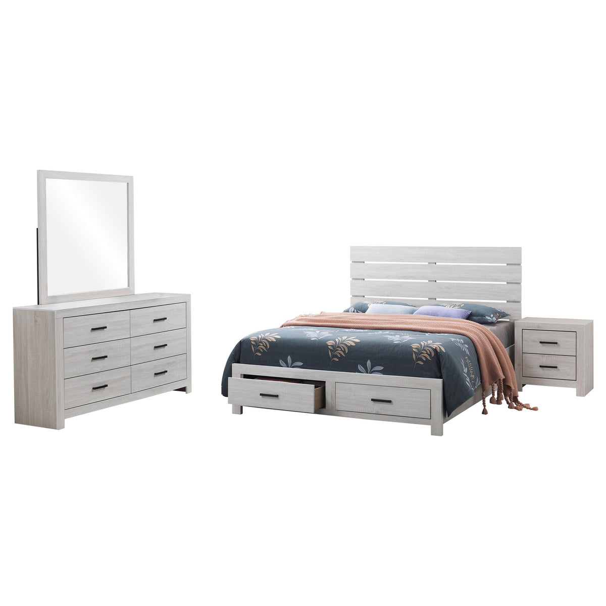 Brantford Eastern King Bed 4-Piece Set in Coastal White - Coaster Furniture