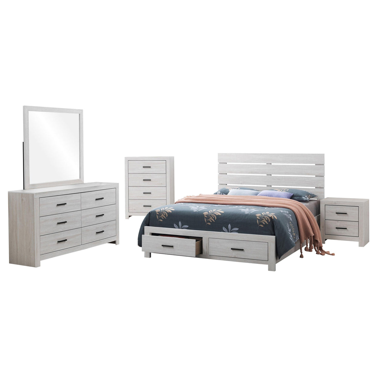 Brantford Queen Bed 5-Piece Set in Coastal White - Coaster Furniture