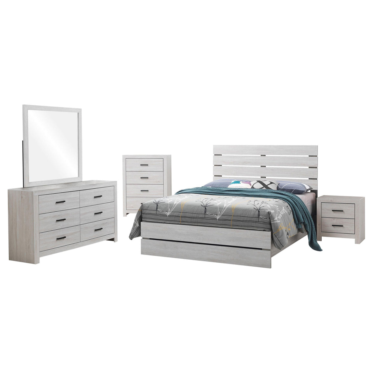 Brantford Eastern King Bed 5-Piece Set in Coastal White - Coaster Furniture