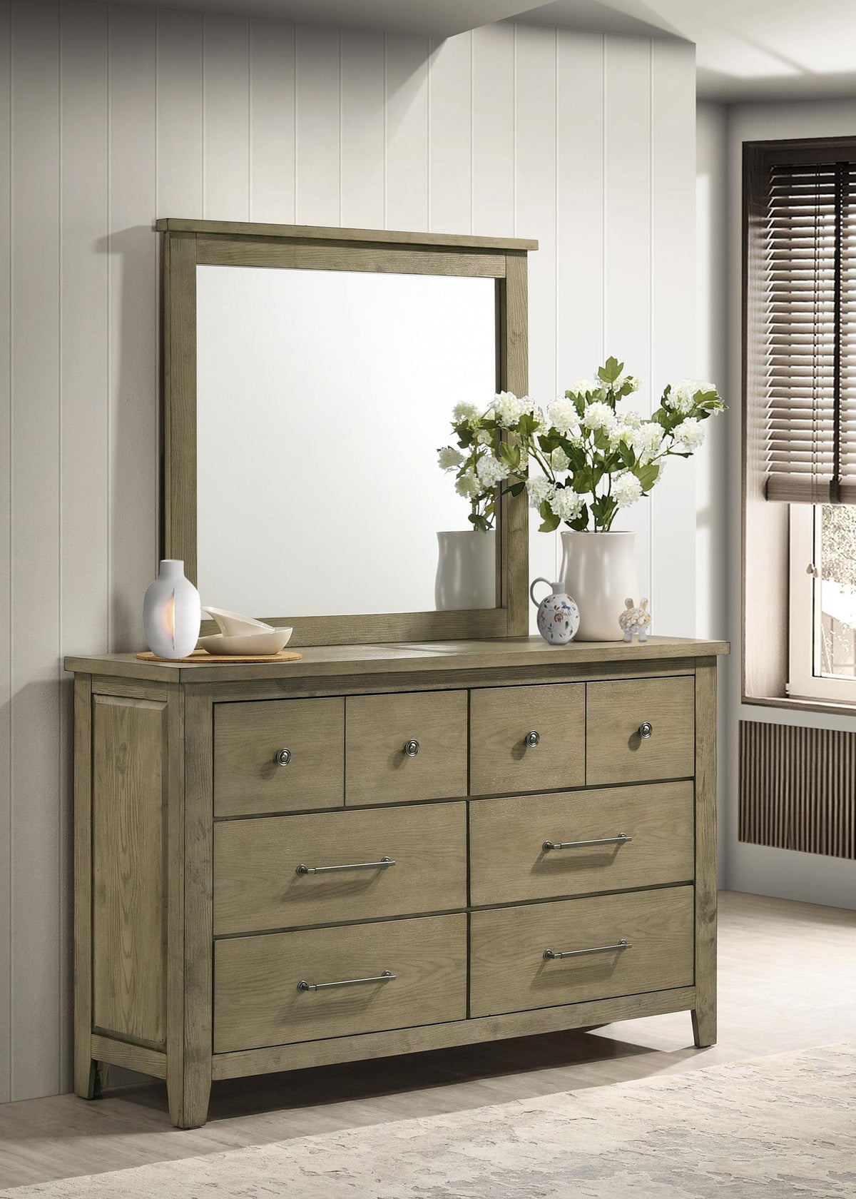 Hazlewood Dresser With Mirror in Vineyard Oak - Coaster Furniture