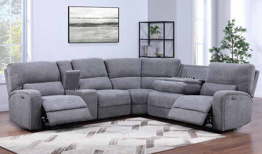 8724 Grey Power Reclining Sectional Overall Dimensions: Living Room Set
