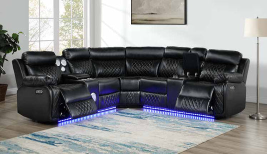 8870 Black Power Reclining Sectional Overall Dimensions Living Room Set