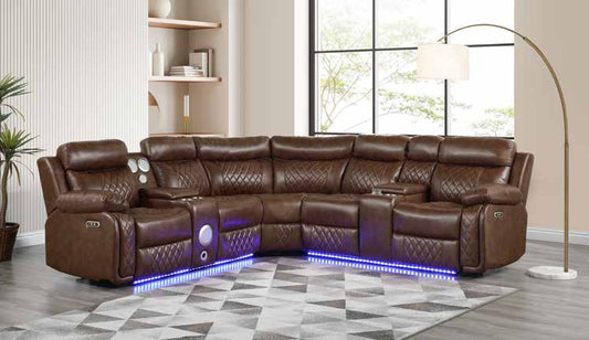 8872 Brown Power Reclining Sectional Overall Dimensions Living Room Set