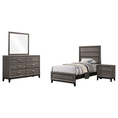 Watson Bed 4-Piece Set in Grey Oak