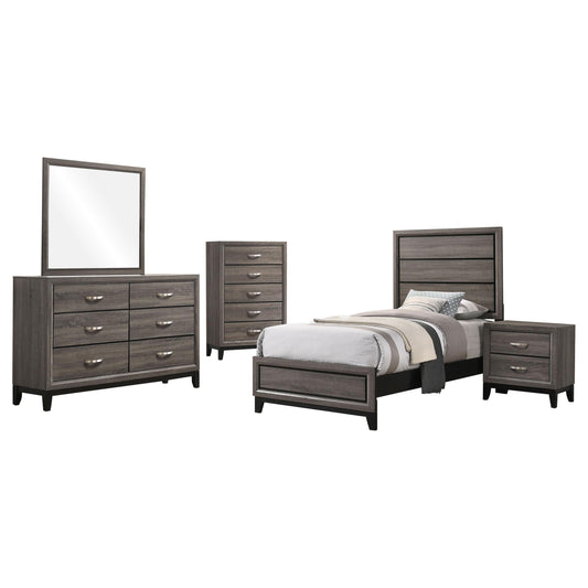 Watson Bed 5-Piece Set in Grey Oak