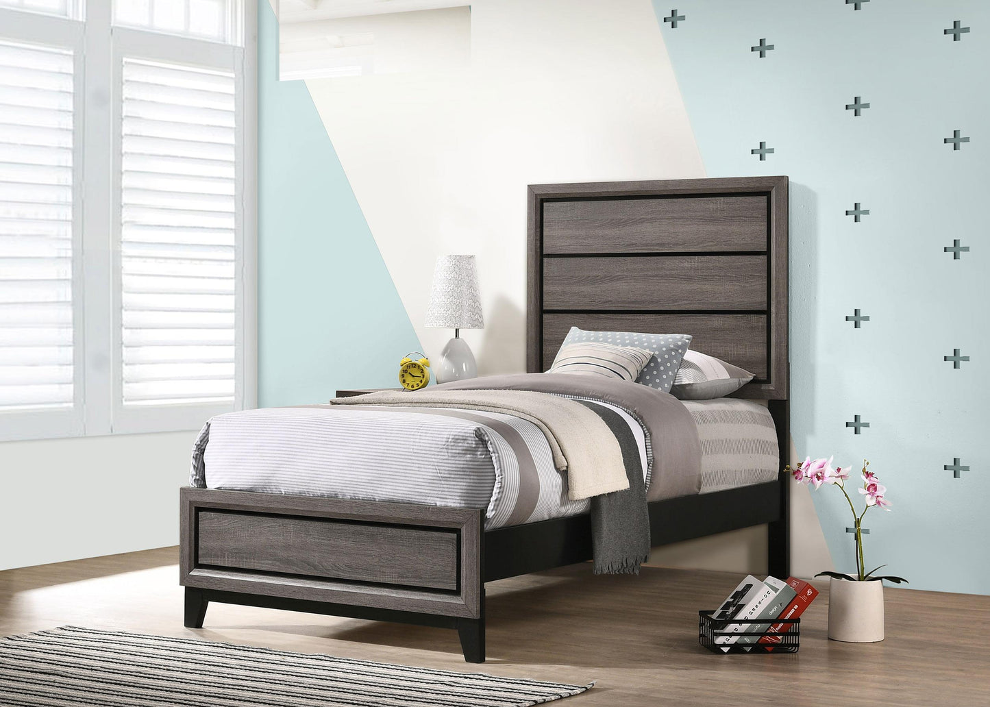 Watson Twin Bed - Grey Oak
