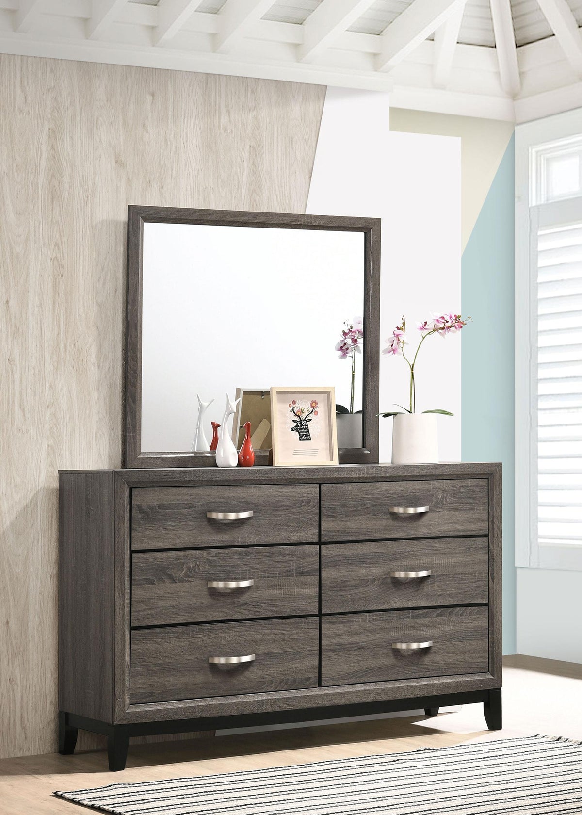 Watson Dresser With Mirror in Grey Oak - Coaster Furniture