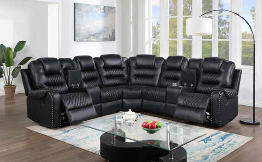 8910 Black Reclining Sectional Living Room Set