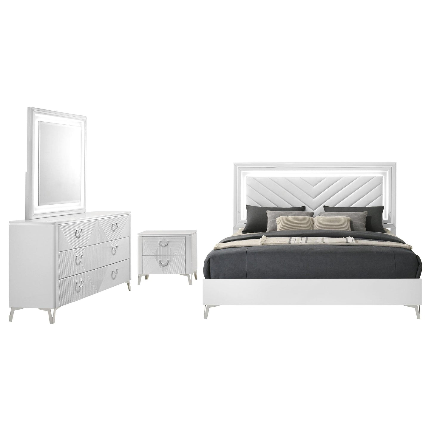 Cassia 4-Piece Set in White High Gloss