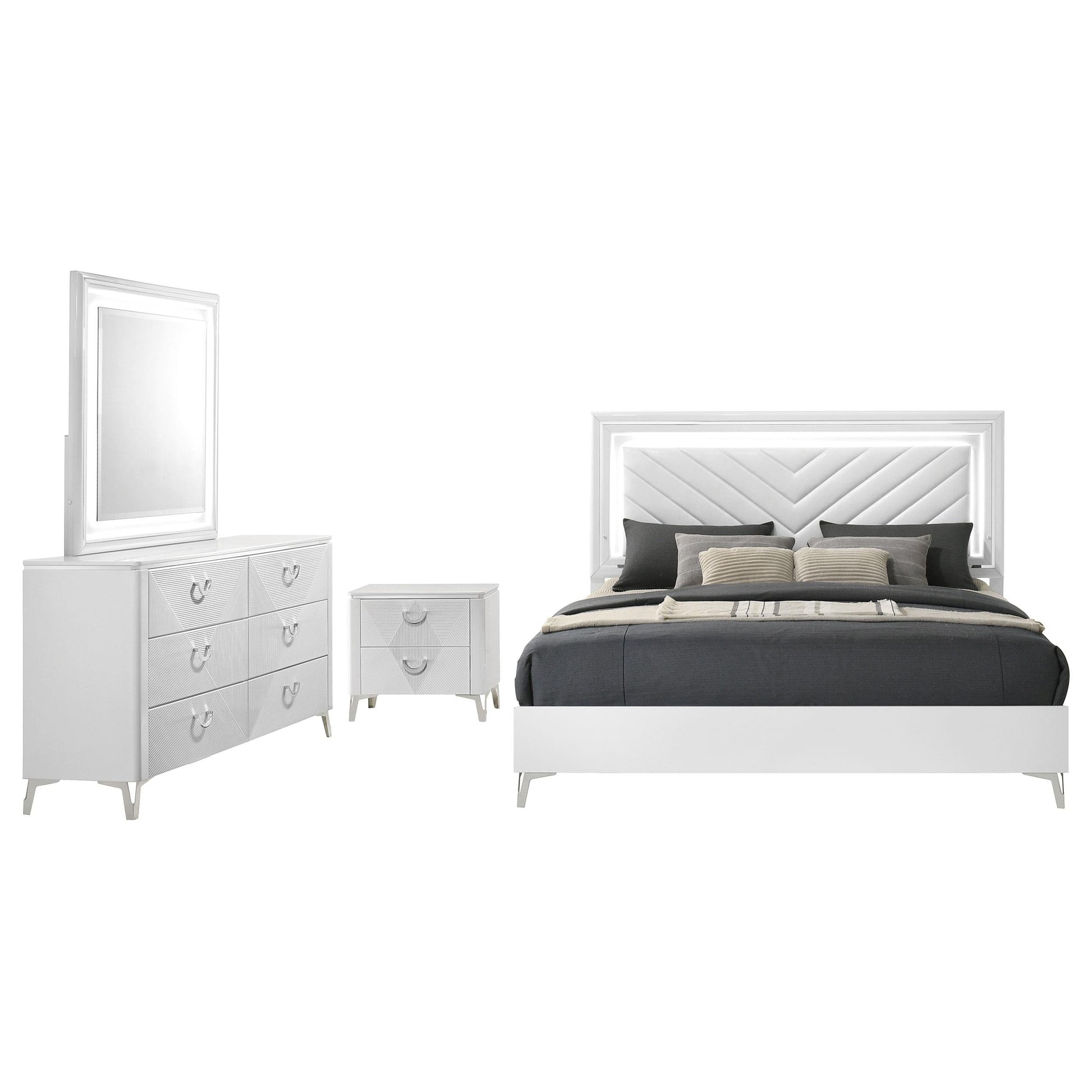 Cassia 4-Piece Set in White High Gloss