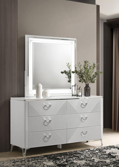 Cassia Dresser With Mirror in White High Gloss - Coaster Furniture