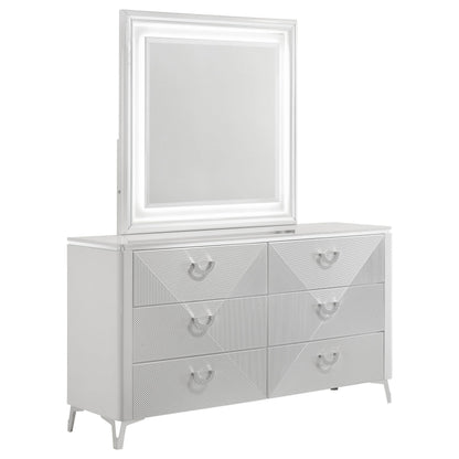 Cassia Dresser With Mirror in White High Gloss - Coaster Furniture