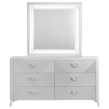 Cassia Dresser With Mirror in White High Gloss - Coaster Furniture