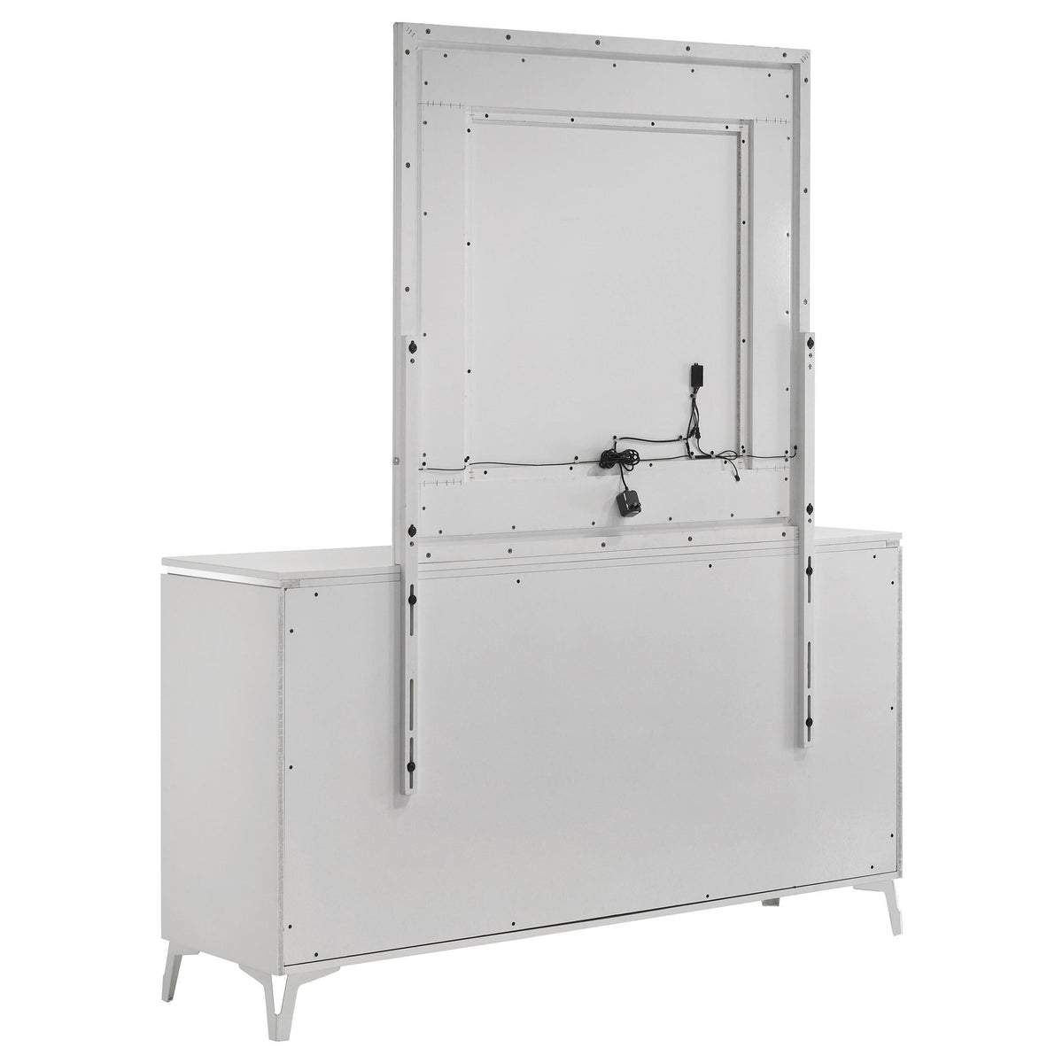 Cassia Dresser With Mirror in White High Gloss - Coaster Furniture