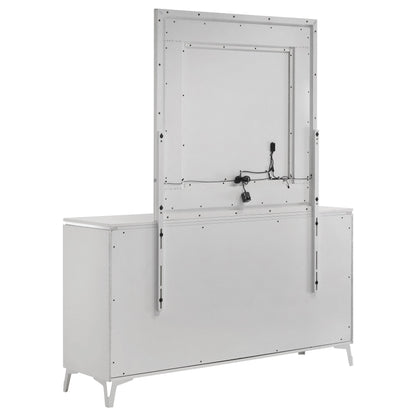 Cassia Dresser With Mirror in White High Gloss - Coaster Furniture
