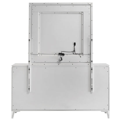 Cassia Dresser With Mirror in White High Gloss - Coaster Furniture
