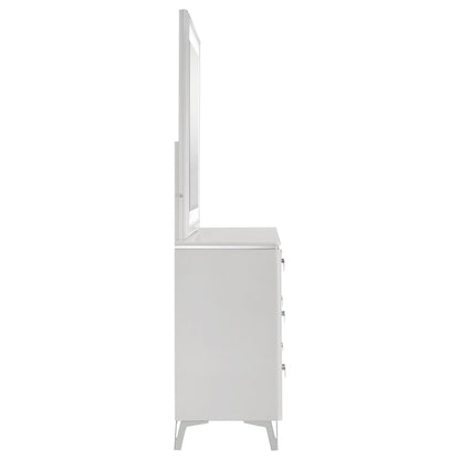 Cassia Dresser With Mirror in White High Gloss - Coaster Furniture