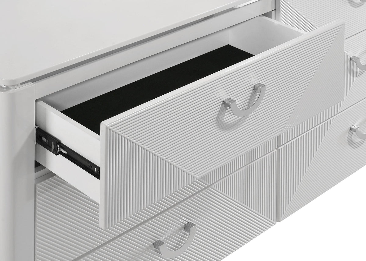 Cassia Dresser With Mirror in White High Gloss - Coaster Furniture