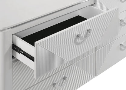 Cassia Dresser With Mirror in White High Gloss - Coaster Furniture