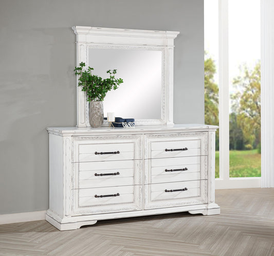 McKinney Dresser With Mirror in Vintage White - Coaster Furniture