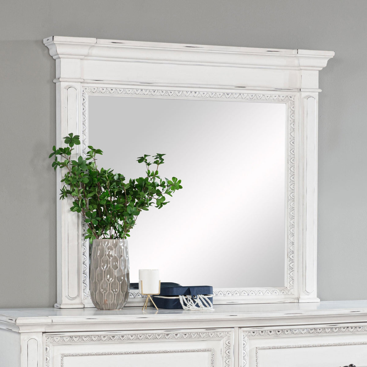 McKinney Dresser Mirror in Vintage White - Coaster Furniture