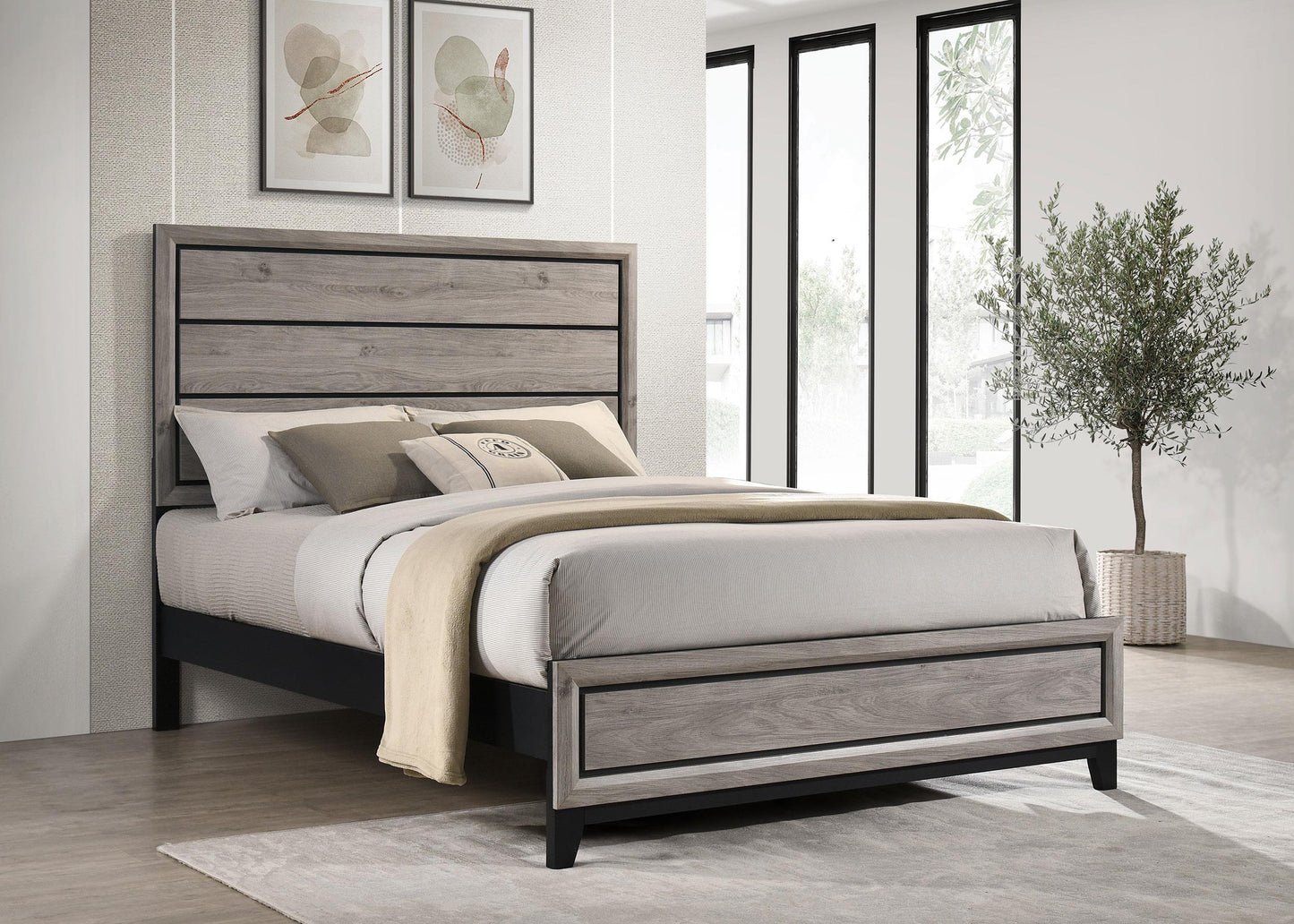 Watson Queen Bed - Light Taupe
