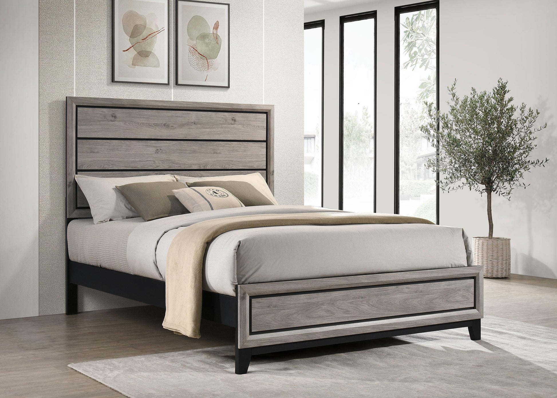 Watson Queen Bed - Light Taupe