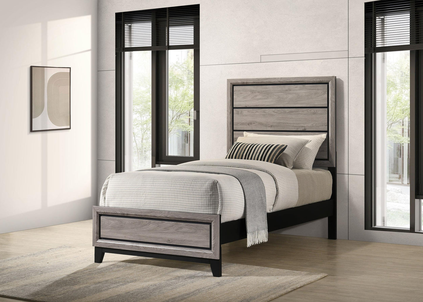 Watson Twin Bed - Light Taupe