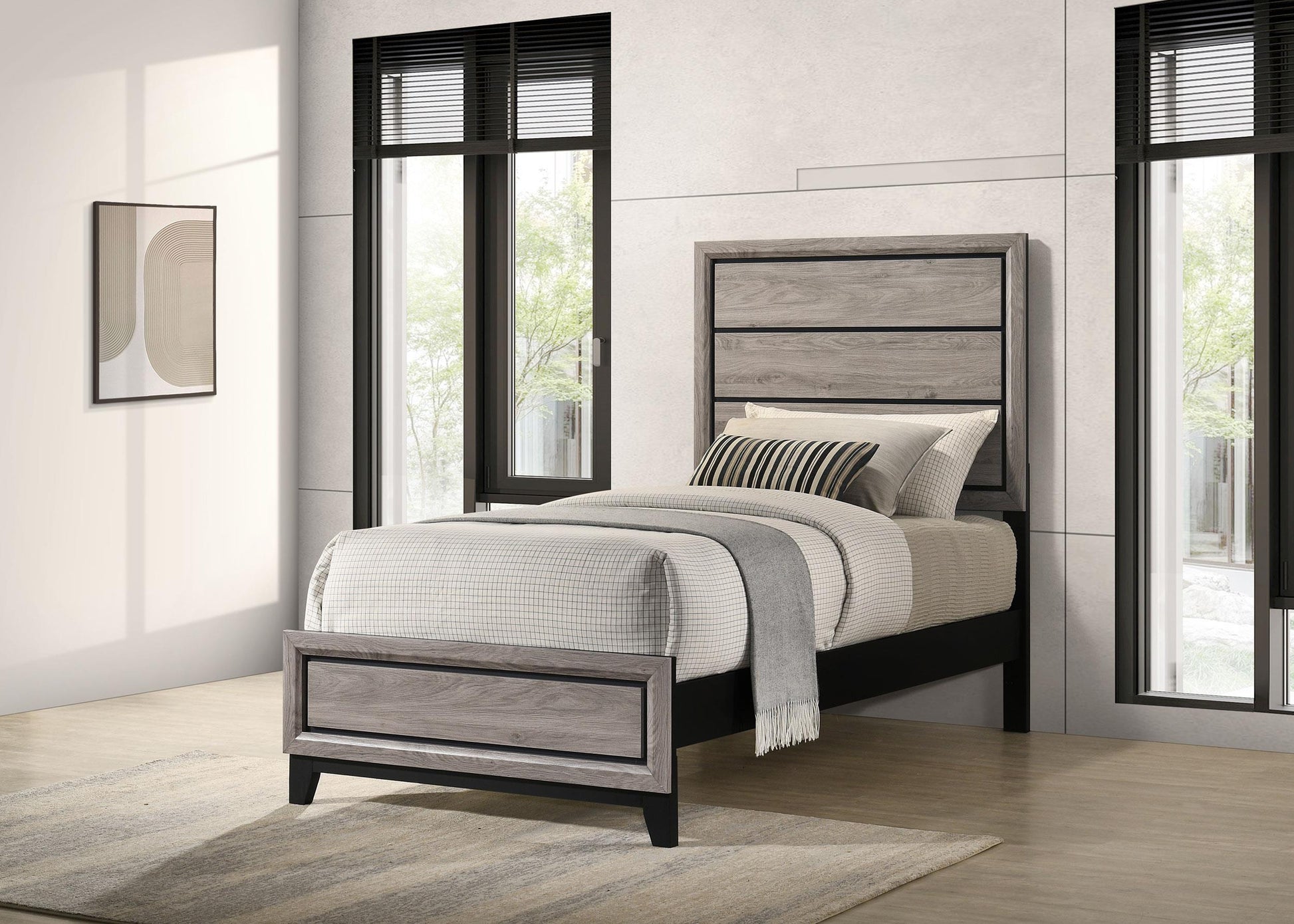 Watson Twin Bed - Light Taupe